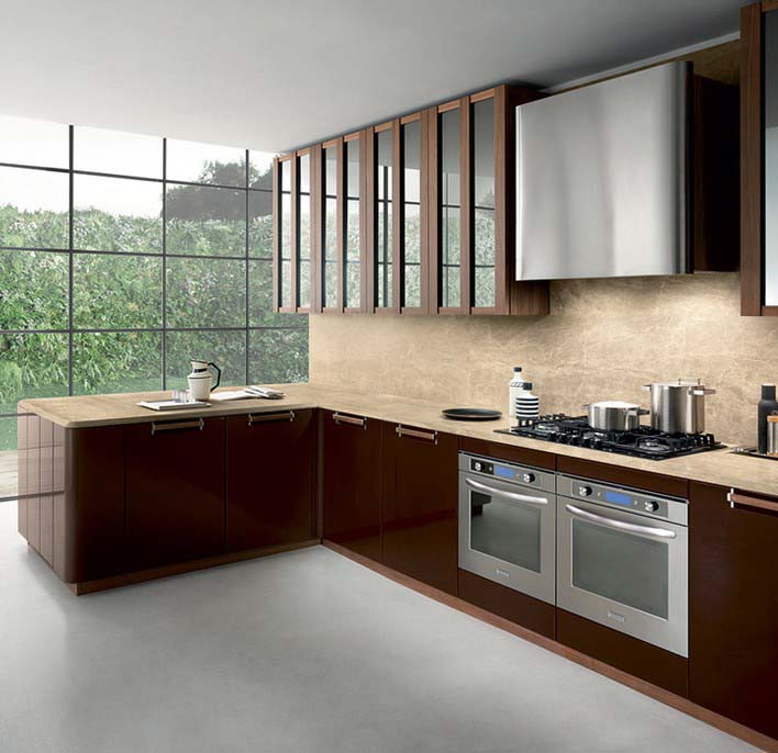 dark brown luxury kitchen cabinets