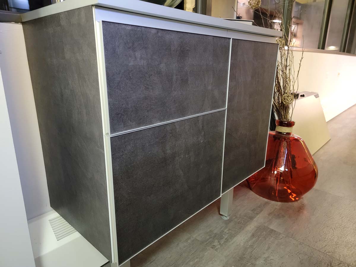 modern stainless steel and wood cabinet