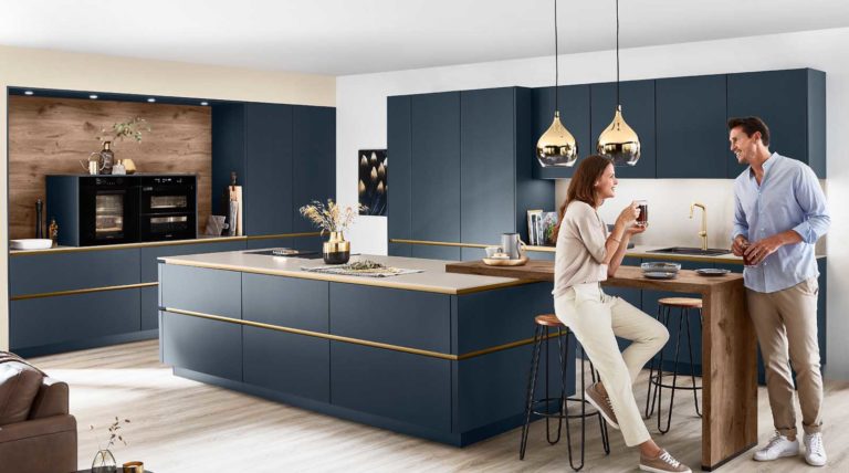 modern blue kitchen cabinets