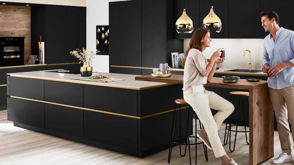 black and gold kitchen design